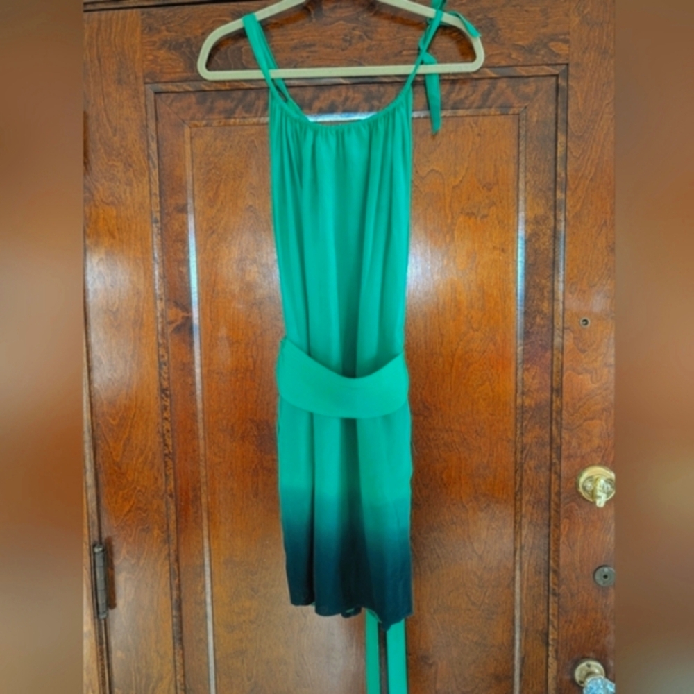 Green and Black Silk Ombre Cocktail Dress